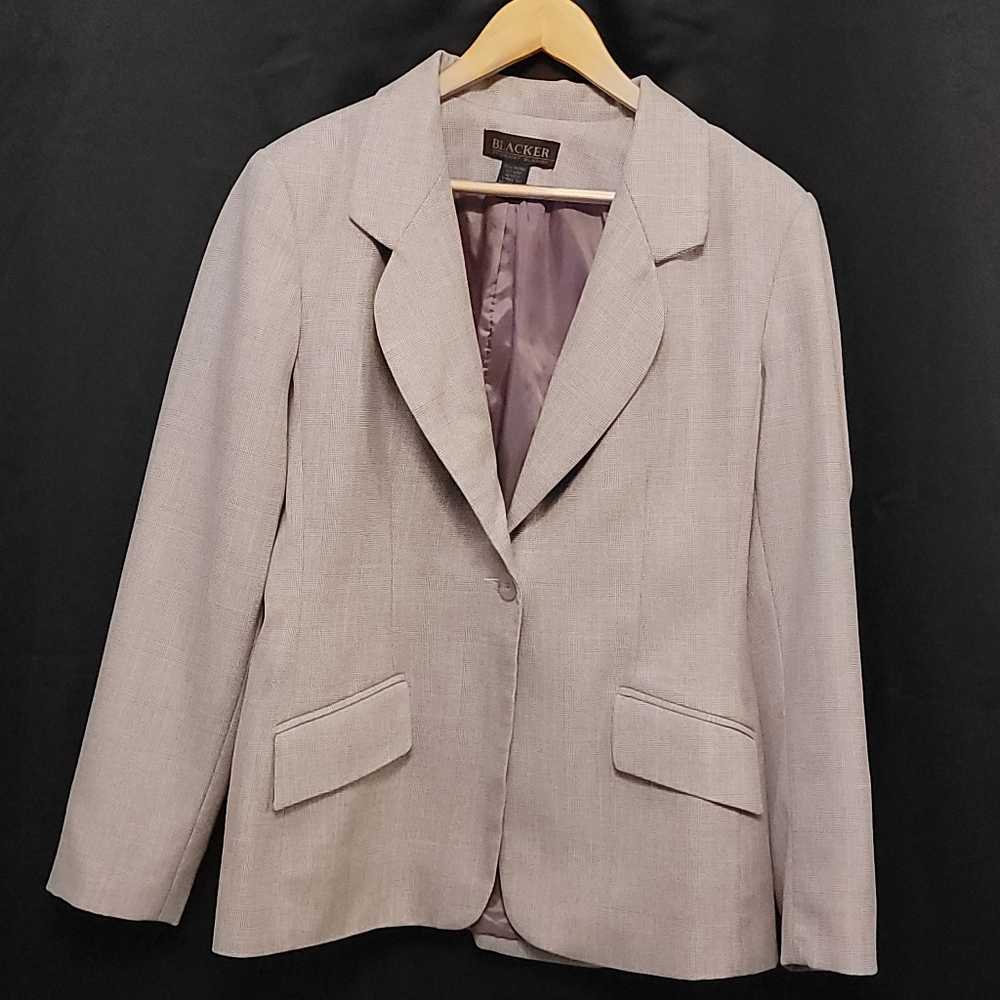 Blacker by Stanley Blacker | Blazer | Beige and Violet | Tiny Tweed Look | 12